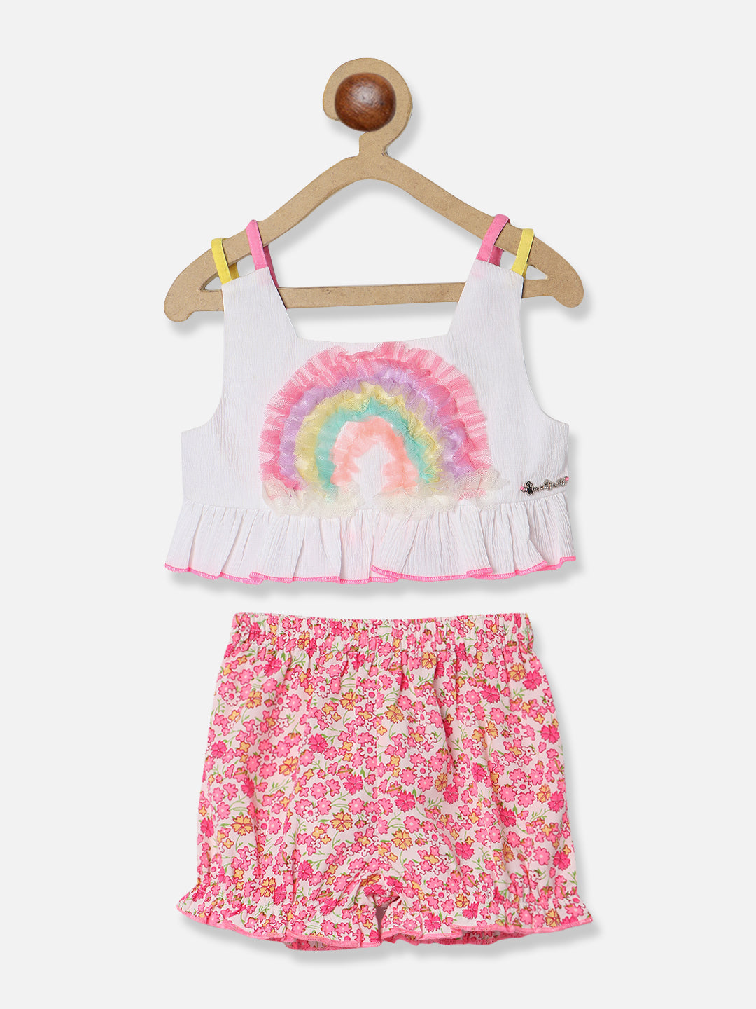Nautinati Girls Shoulder Strapped Top With Shorts