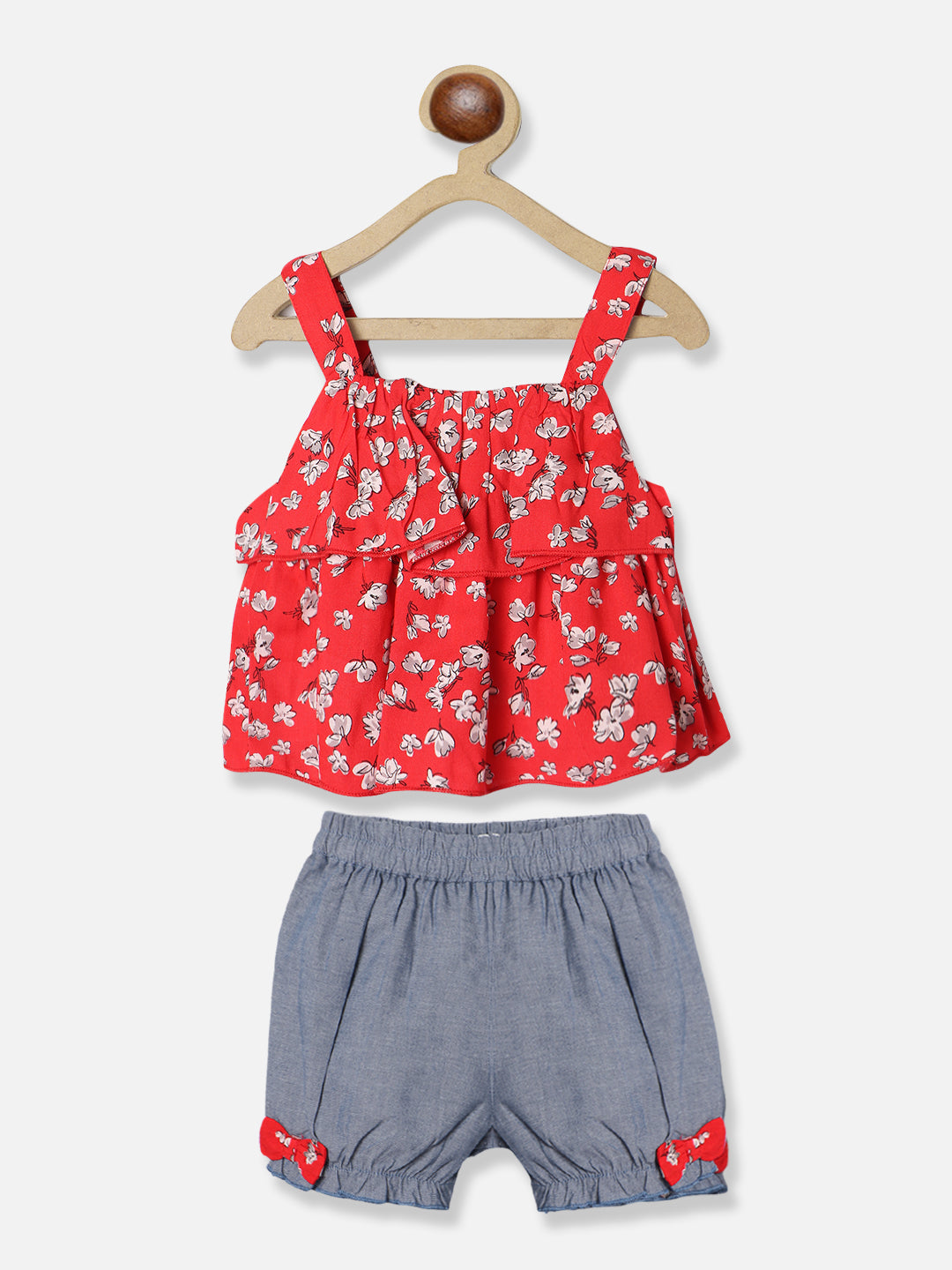Nautinati Girls Floral Printed Top With Shorts Set
