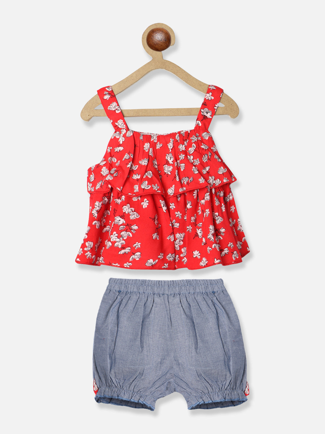 Nautinati Girls Floral Printed Top With Shorts Set