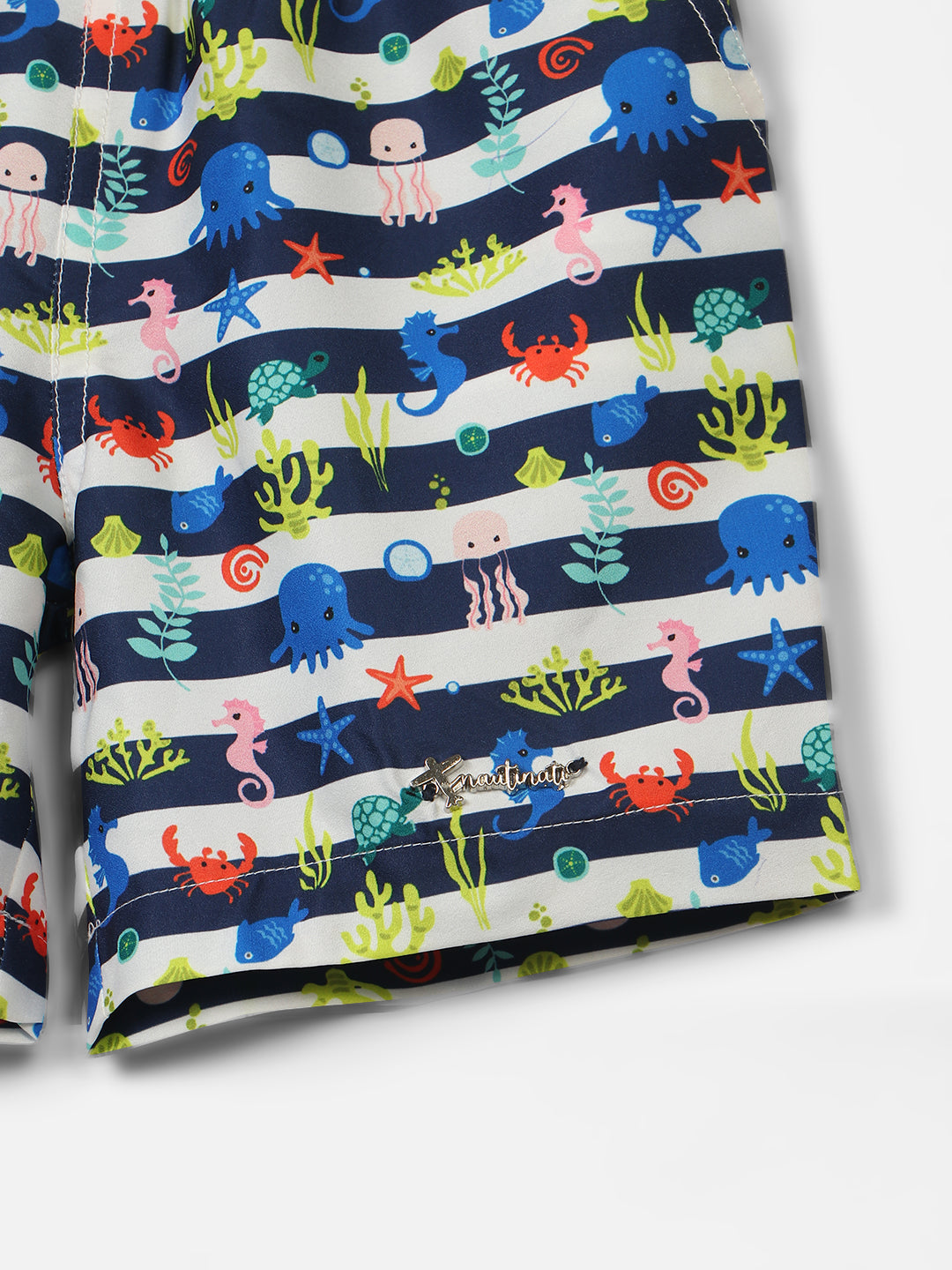 Nautinati Boys Horizontal Striped Mid Rise Shorts