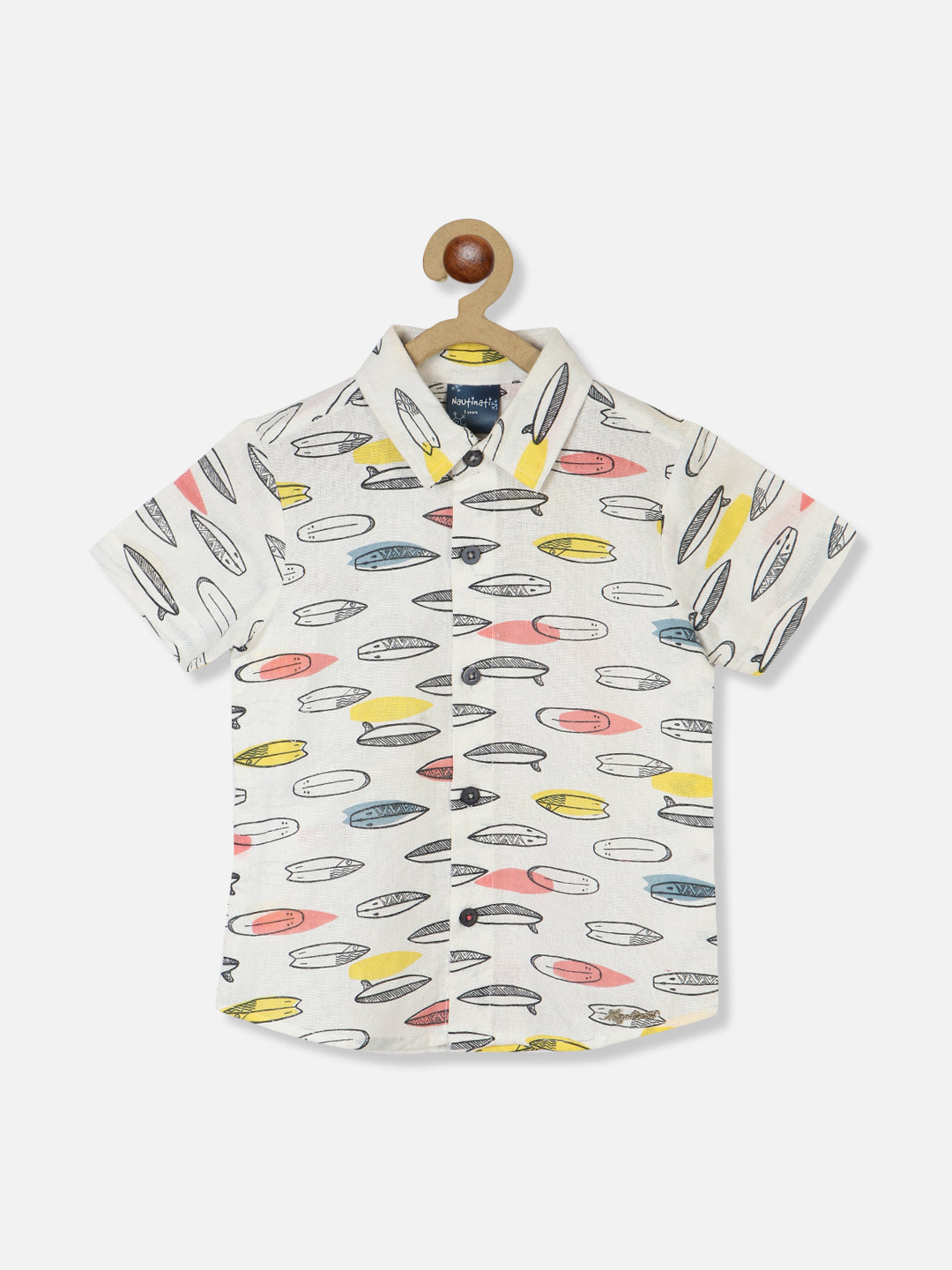 Nautinati Boys Standard Conversational Printed Pure Cotton Casual Shirt