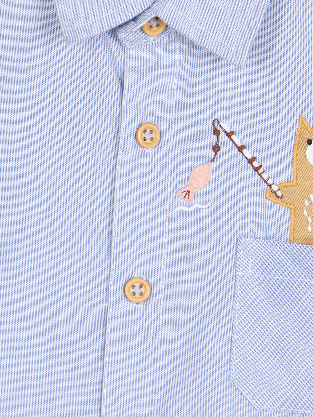 Nautinati Boys Standard Vertical Striped Applique Casual Shirt