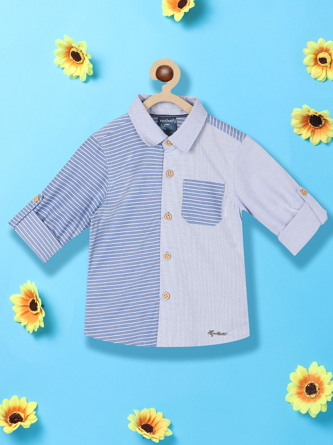 Nautinati Boys Standard Horizontal Striped Casual Shirt