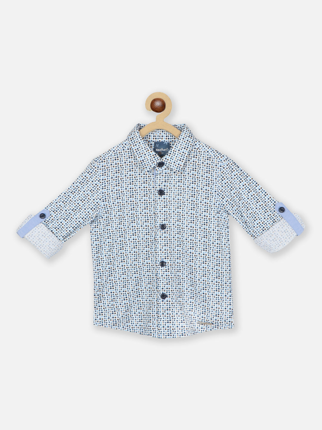 Nautinati Boys Standard Opaque Geometric Printed Pure Cotton Casual Shirt