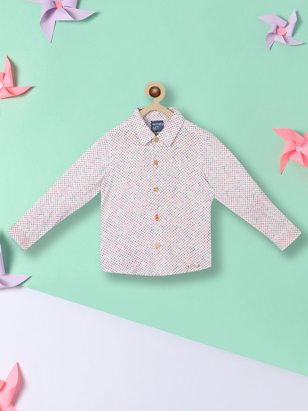 Nautinati Boys Standard Micro Ditsy Printed Pure Cotton Casual Shirt