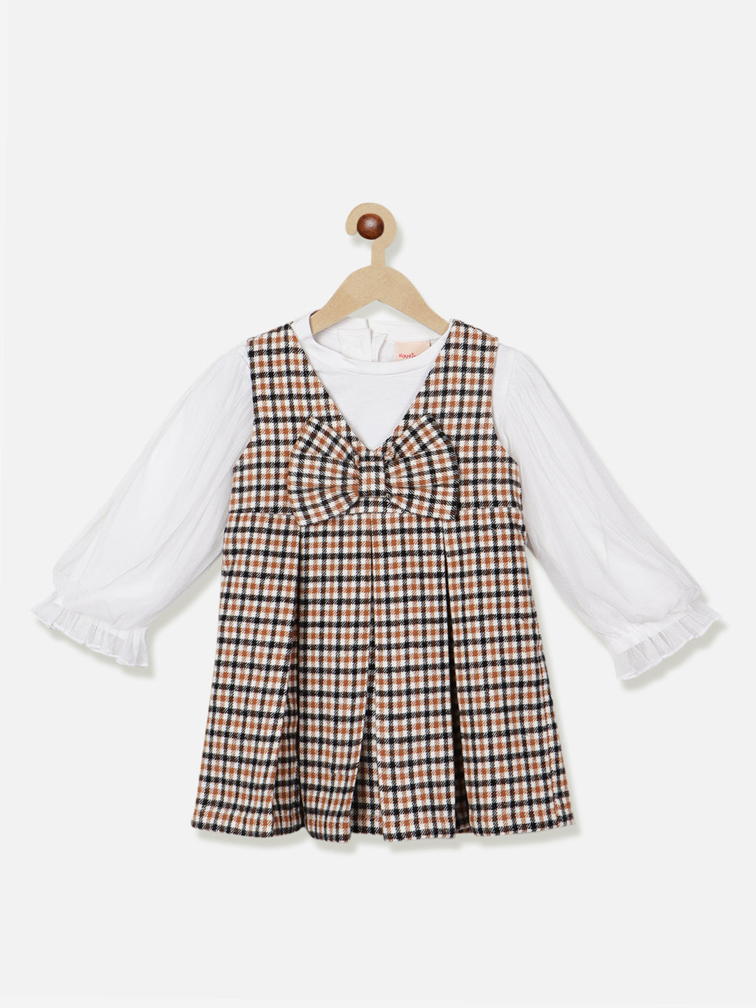 Nautinati Girls Multicolor Checkered Long Sleeve Cotton Set