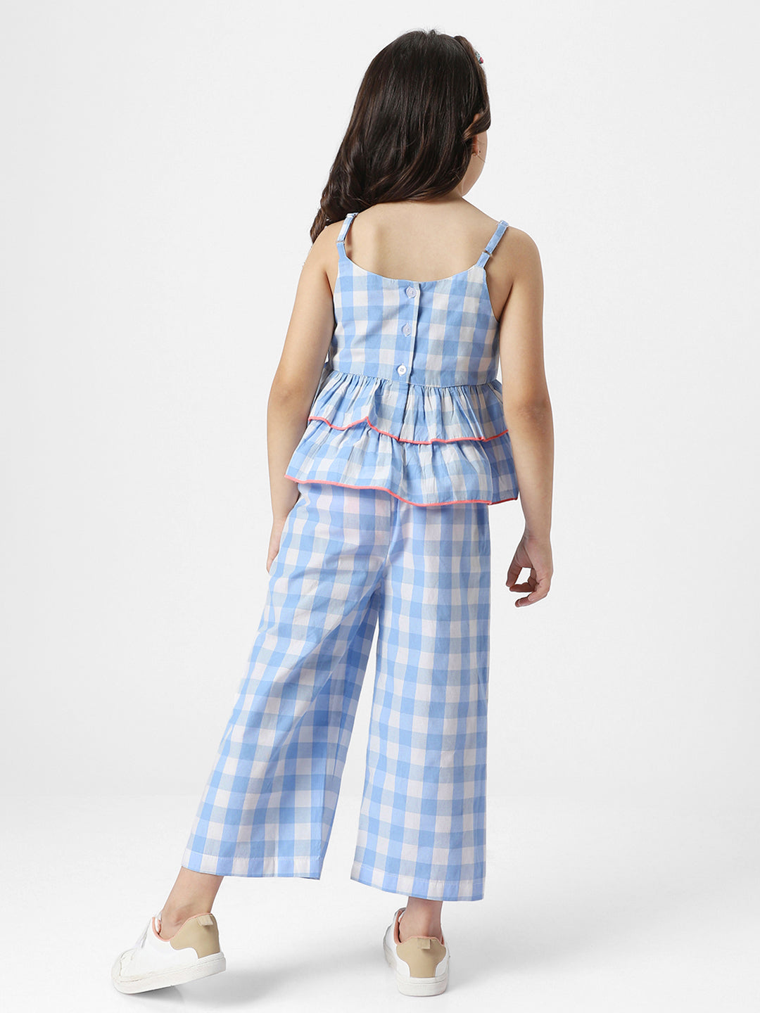 Nauti Nati Girls Checked Pure Cotton Top with Trousers