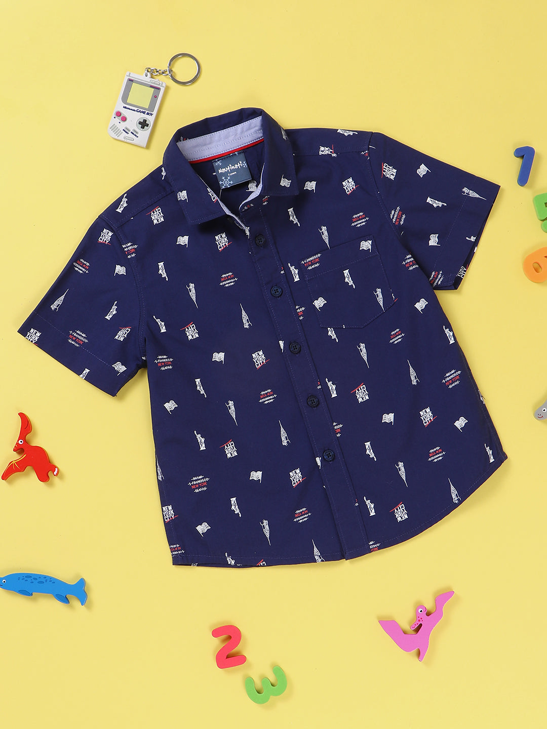Nautinati Boys Printed Pure Cotton Casual Shirt