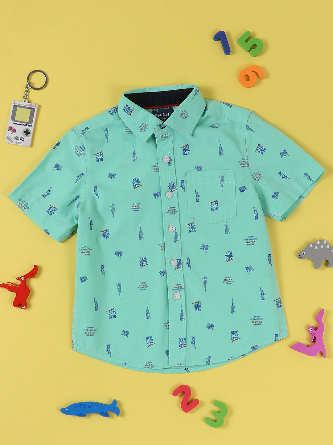 Nautinati Boys Printed Pure Cotton Casual Shirt