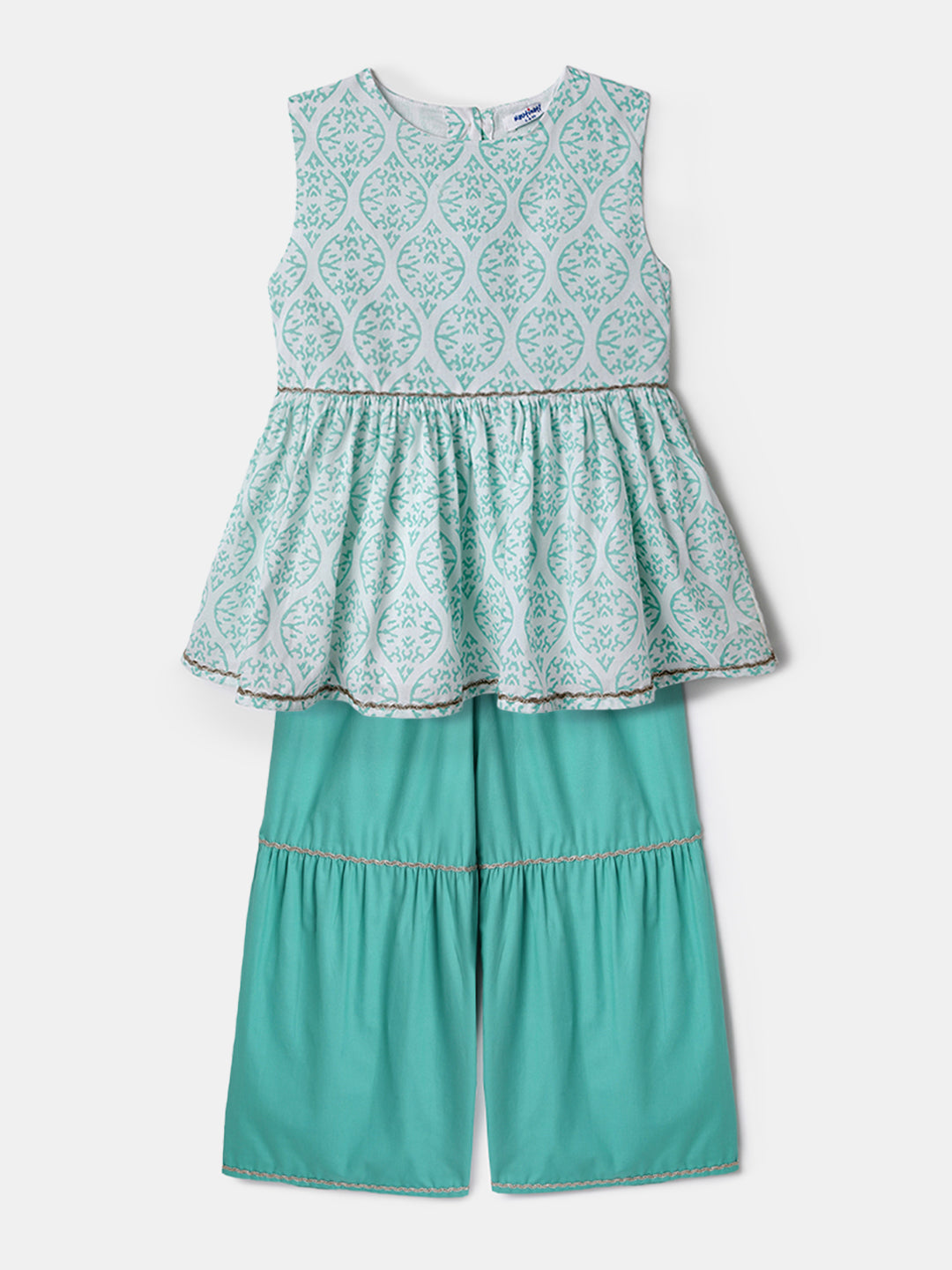 Nautinati Girls Ethnic Top & Bottom Set | Pack of 1 | 5-6Y