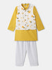 Nautinati Boys' Cotton Festive Kurta Pyjama With Jacket Set | Block Print Jacket | Age 2-10 Years
