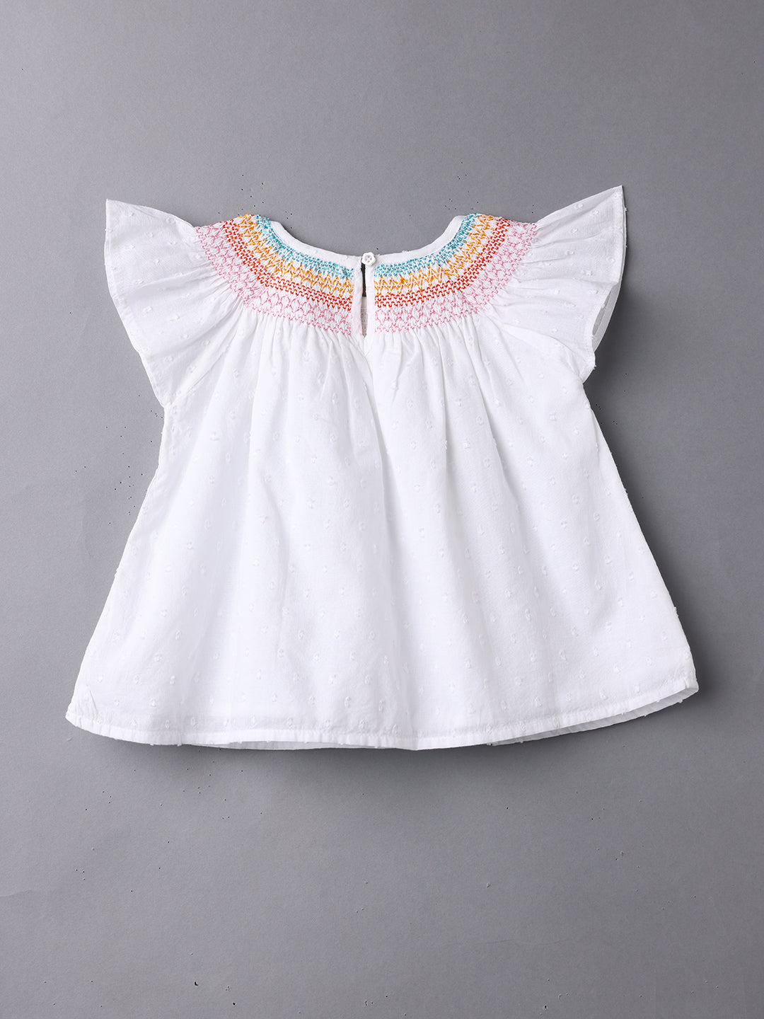 Nautinati Girls' Cotton Flutter Sleeves Top with Front Shirring