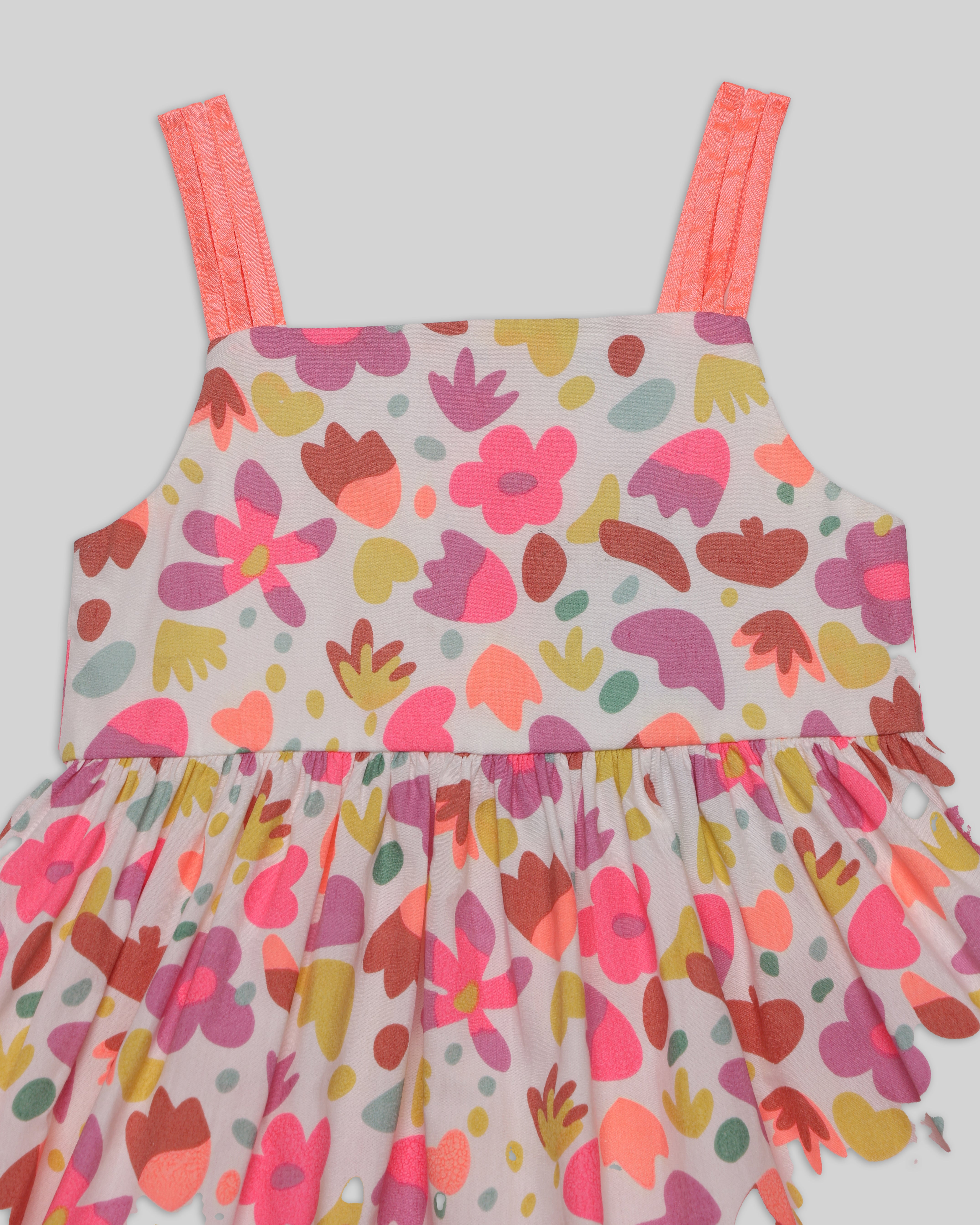 Nautinati Yellow & Blue Floral Print Dress for Girls