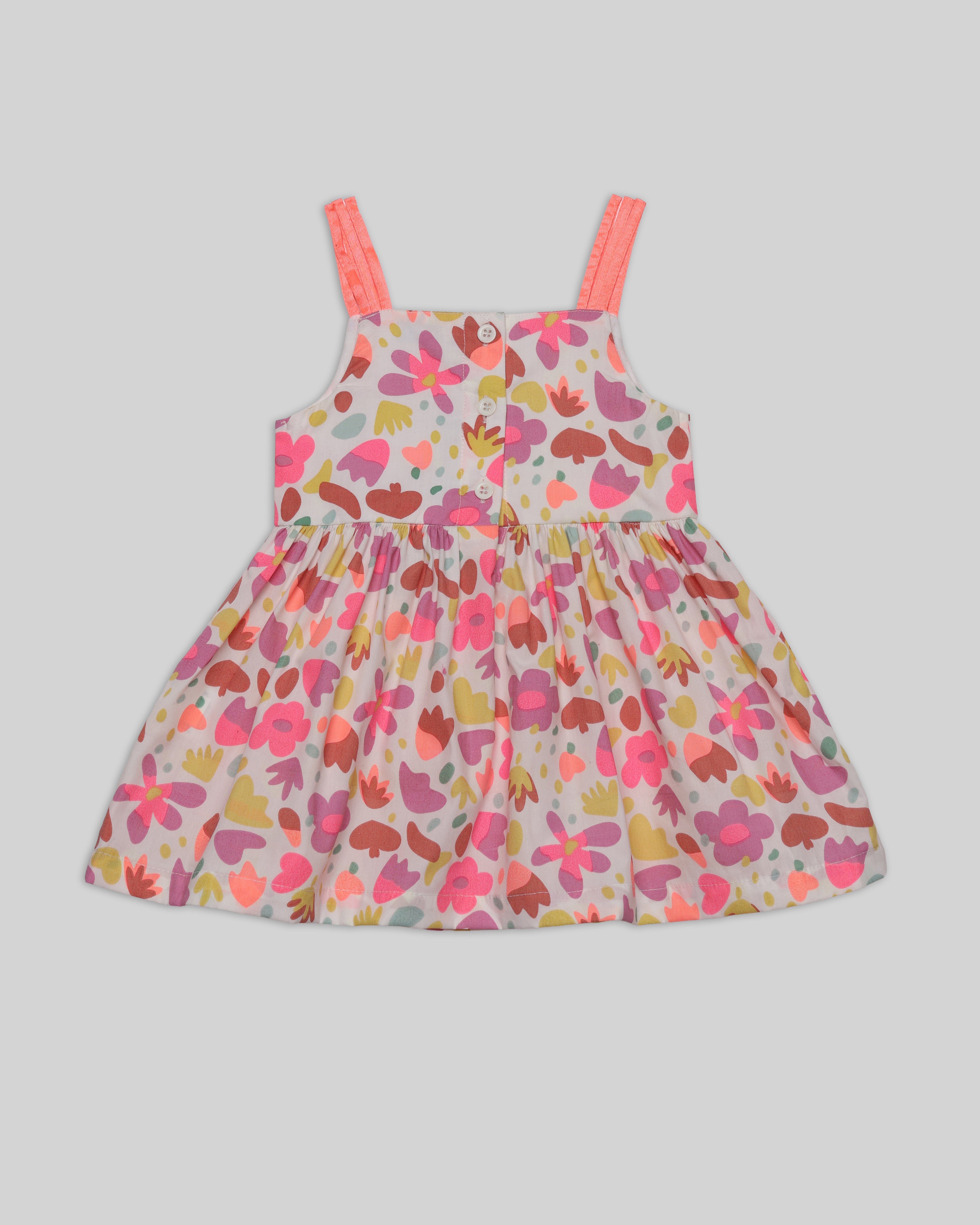 Nautinati Yellow & Blue Floral Print Dress for Girls