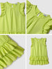 Nautinati Woven Lime Green Tiered Dress for Girls