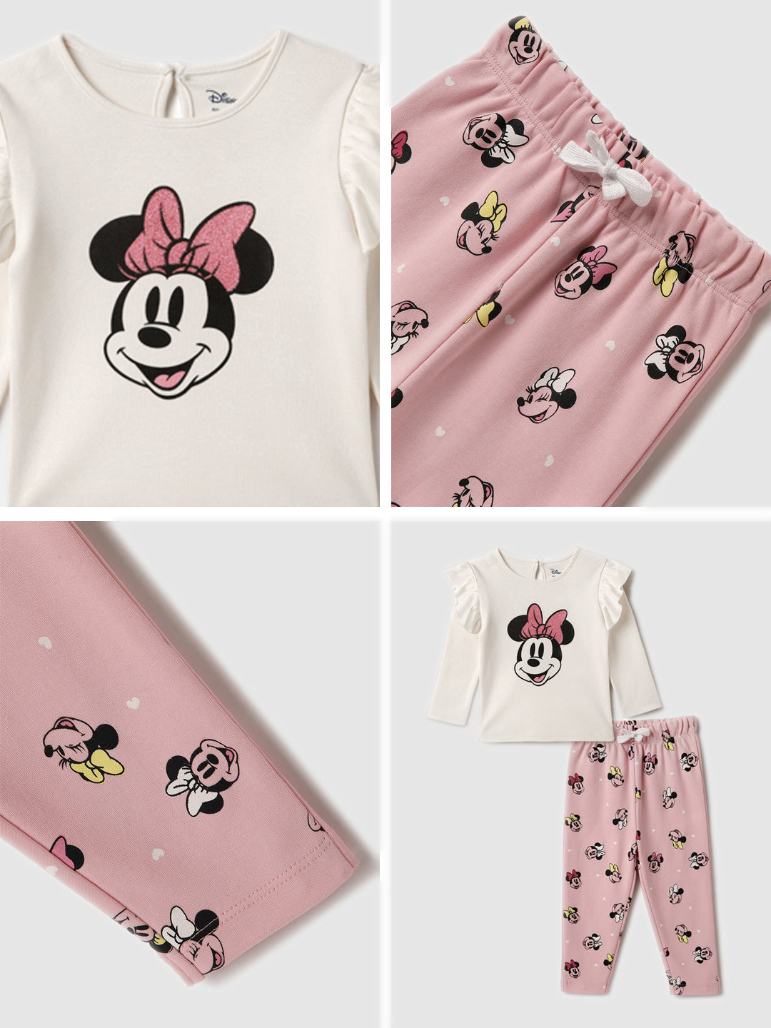 Nautinati Infant Girls’ Cotton Minnie Mouse Printed Top and Pants Set