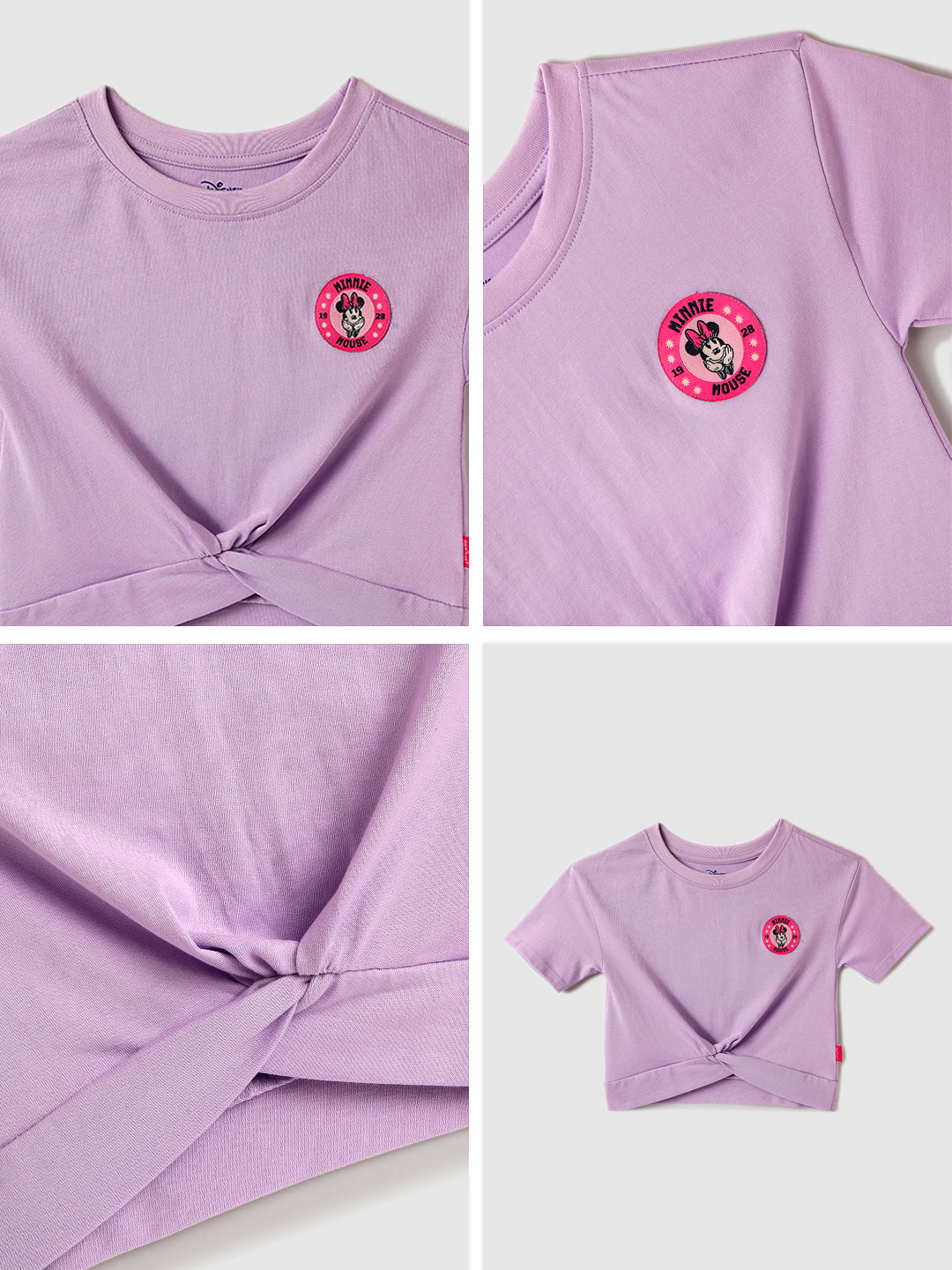 Nautinati Cotton Purple Minnie Mouse T-shirt for Girls