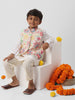 Nautinati Boys Cotton Sewn on Pocket Square Kurta Set with Printed Nehru Jacket