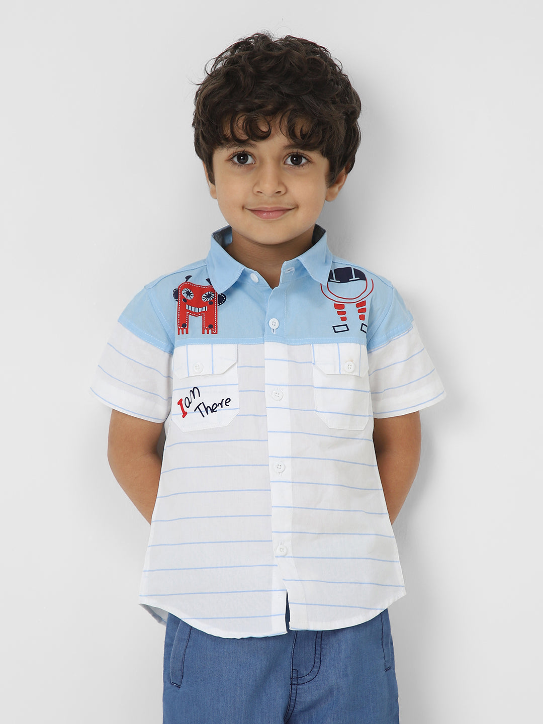 Nautinati Boys' Combo Set Of Striped Shirt And Shorts