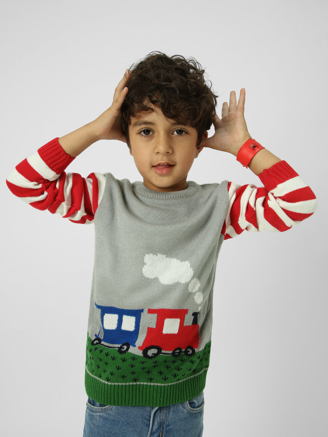 Boys Train-Themed Acrylic Pullover Sweatshirt