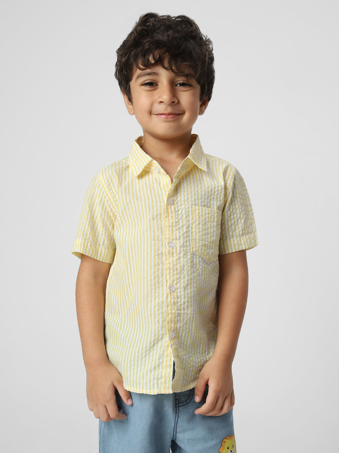 Nautinati Boys' Cotton Combo Set Of Striped Shirt And Shorts