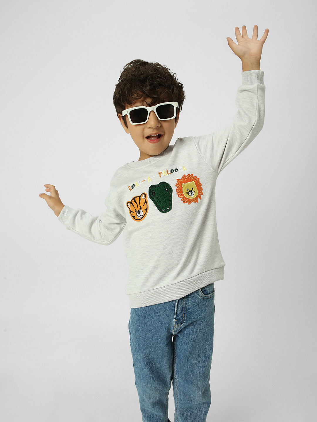 Boys Animal Printed Pullover Sweatshirt