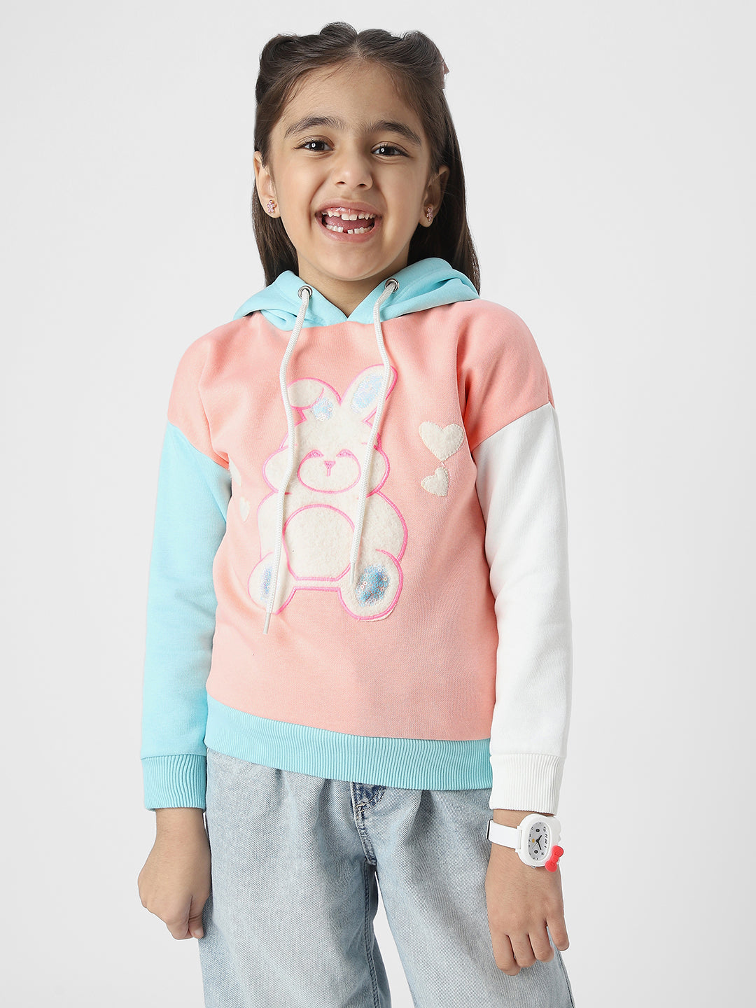 Girls Playful Graphic Print Hooded Sweatshirt