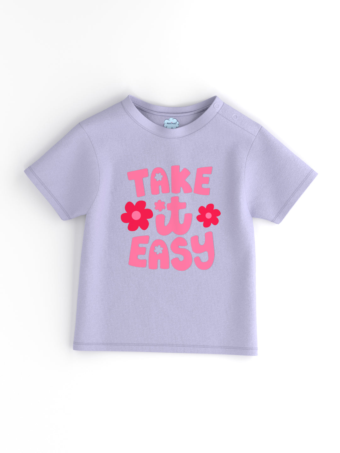 Nautinati Girls' Cotton T-shirt | “Take it Easy” Print | Age 0 - 2 Years
