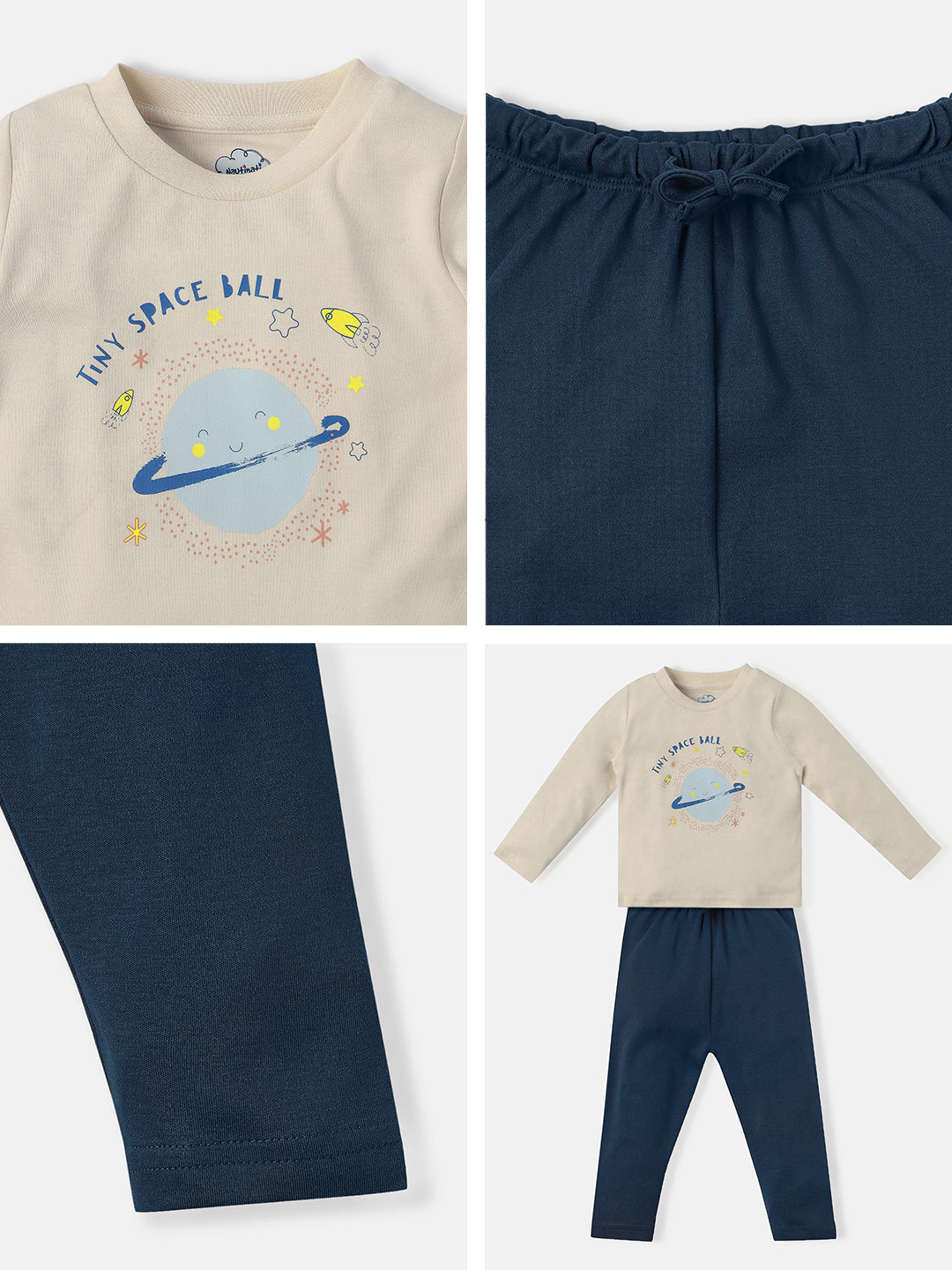 Nautinati Infants Pure Cotton Combo Set of T-shirt and Joggers