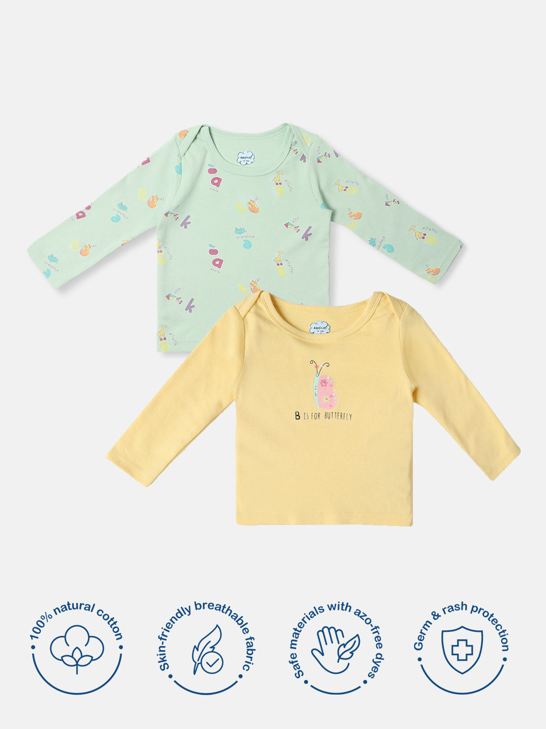 Nautinati Infants Cotton Cute Print Pack of 2 T-shirt