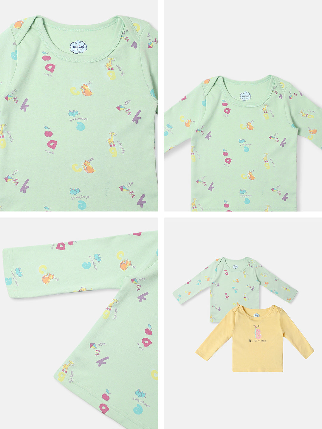 Nautinati Infants Cotton Cute Print Pack of 2 T-shirt