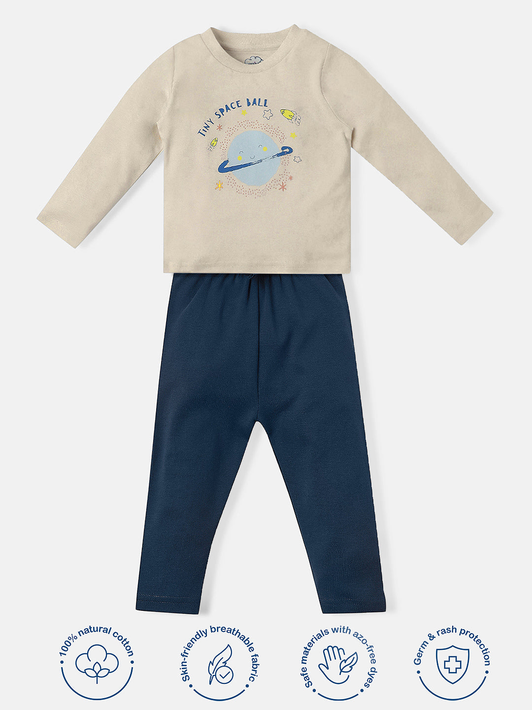 Nautinati Infants Pure Cotton Combo Set of T-shirt and Joggers