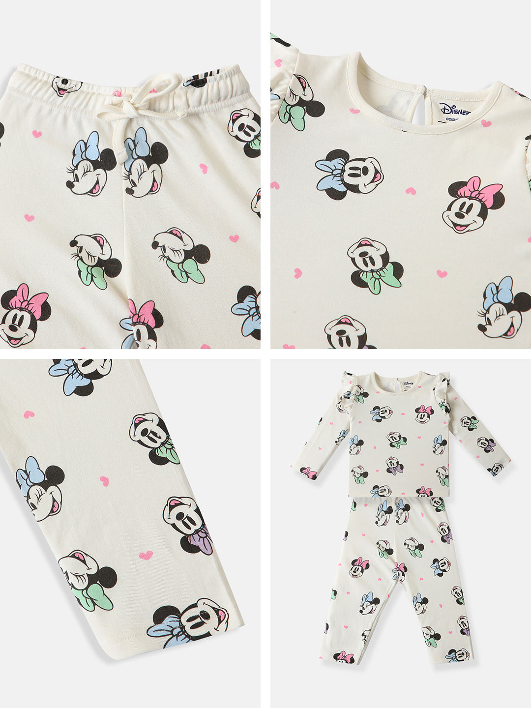 Nautinati Girls Cotton Disney Printed T-shirt and Trackpant Co-ord Set