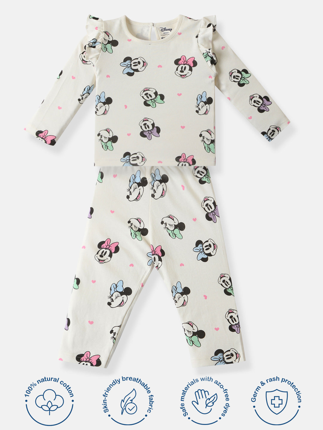 Nautinati Girls Cotton Disney Printed T-shirt and Trackpant Co-ord Set