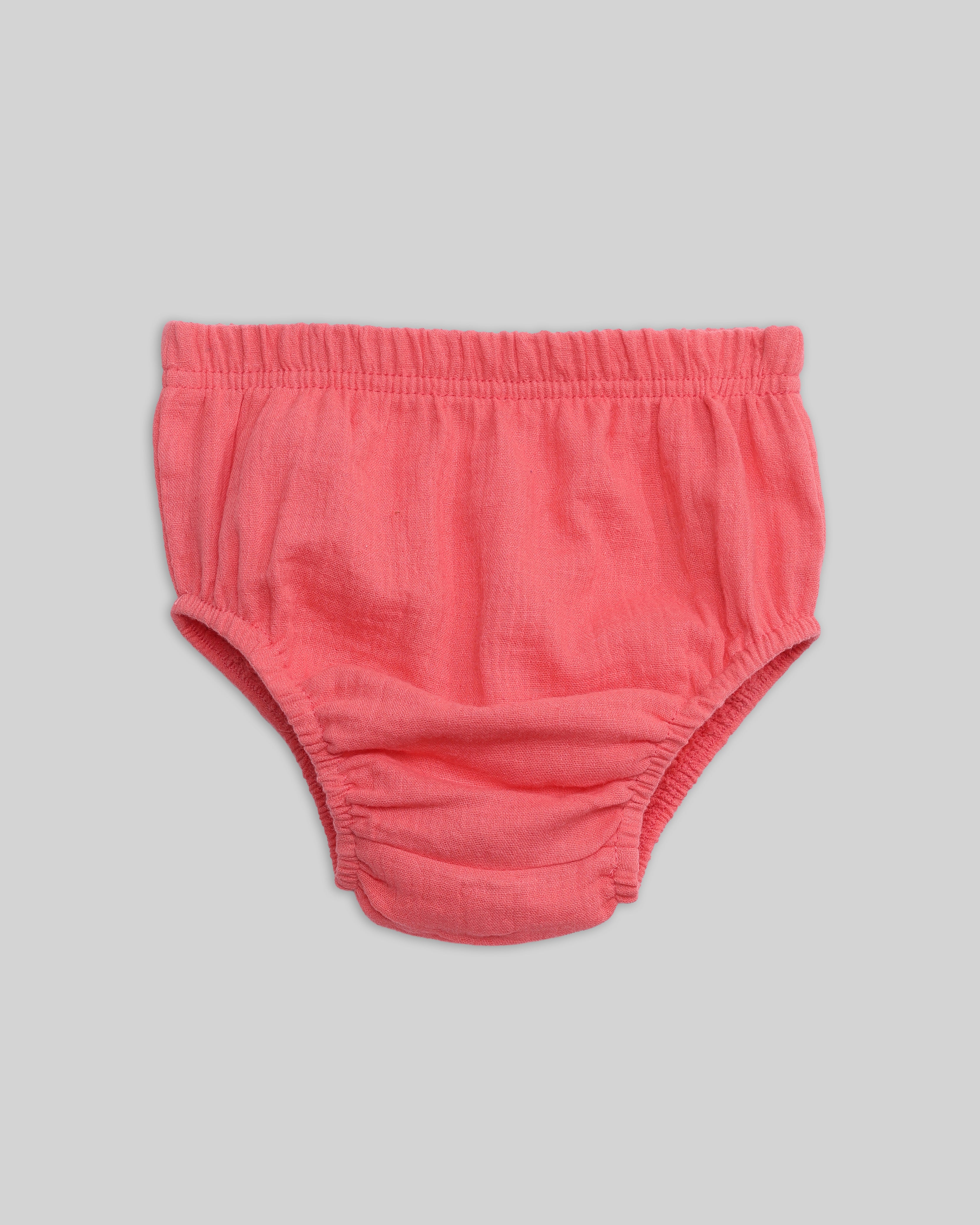 Nautinati Pink Printed Frock Set For Infant Girls