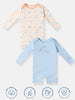 Nautinati Infants Pack of 2 Soft Cotton Printed Rompers With Snap Buttons