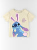 Nautinati Cotton Off-white Lilo and Stitch Print T-shirt for Girls