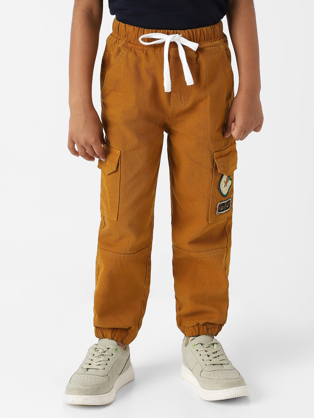 Nautinati Boys' Bear Patch Denim Cargo Style Joggers