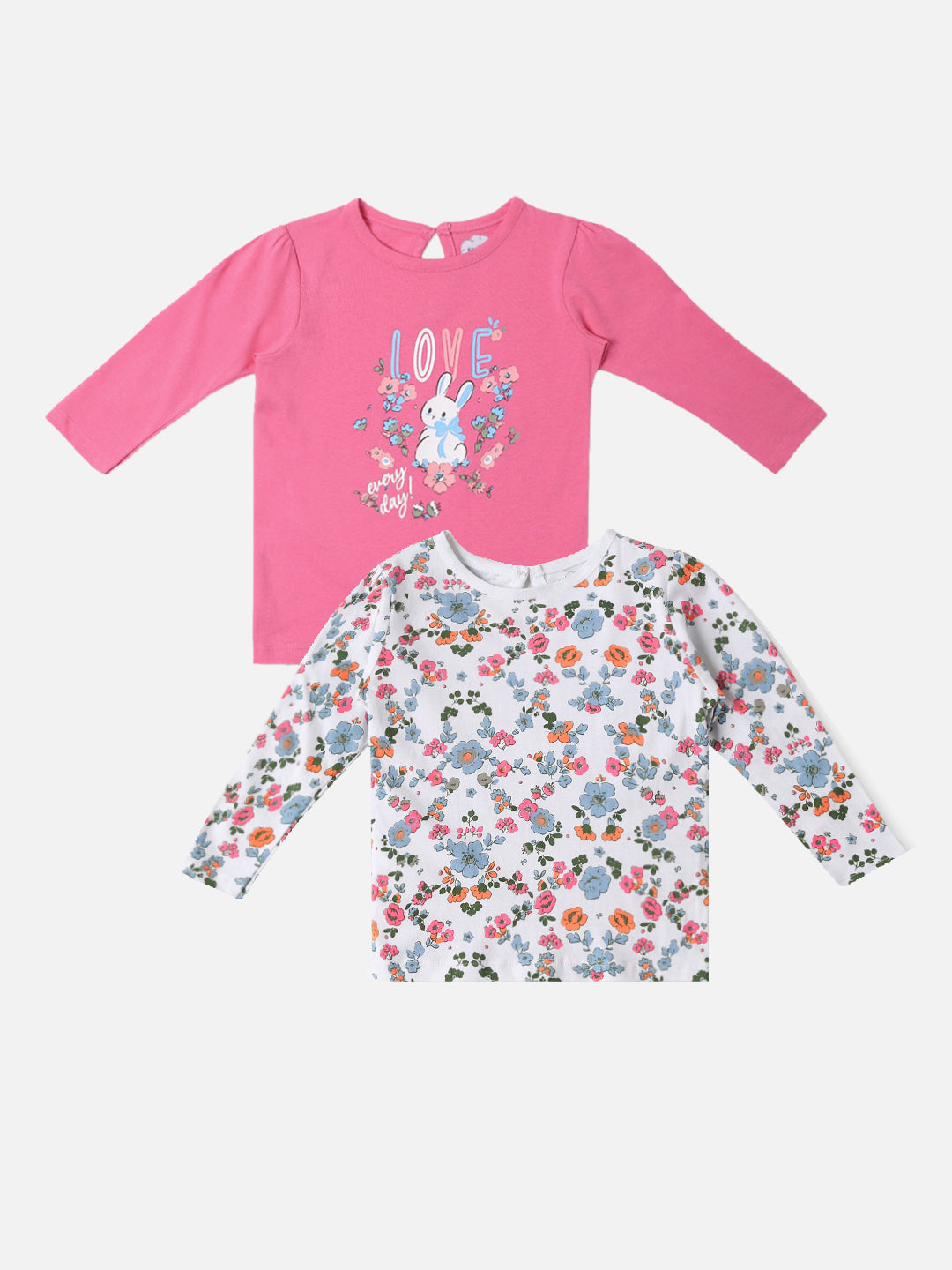 Nautinati Girls Cotton Printed Pack of 2 Top