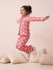 Nautinati Girls' Rayon Bunny All-over Print Woven Night Suit with Full-sleeve T-shirt & Full Bottoms
