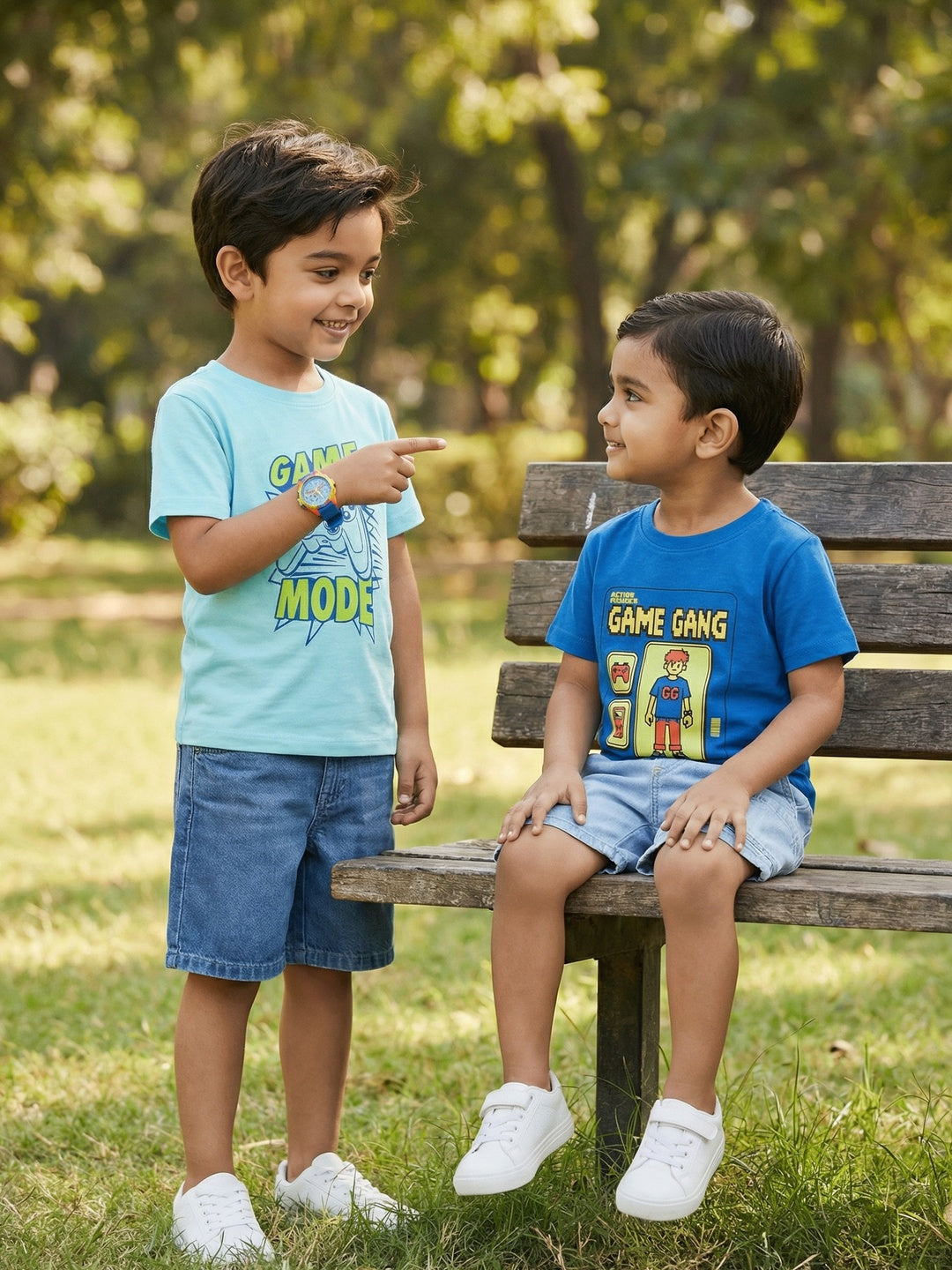 Nautinati Boys' 100% Cotton Pack of 2 Gaming Print Crew Neck T-shirts