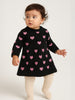 Nautinati Black and Pink Heart Print Sweater Dress for Girls