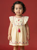 Nautinati Girls' 100% Cotton Ice-cream, Cherry, Cupcake Embroidered Striped Fit & Flare Frock