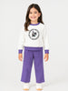 Nautinati White & Violet Typography Sweatshirt Set for Girls