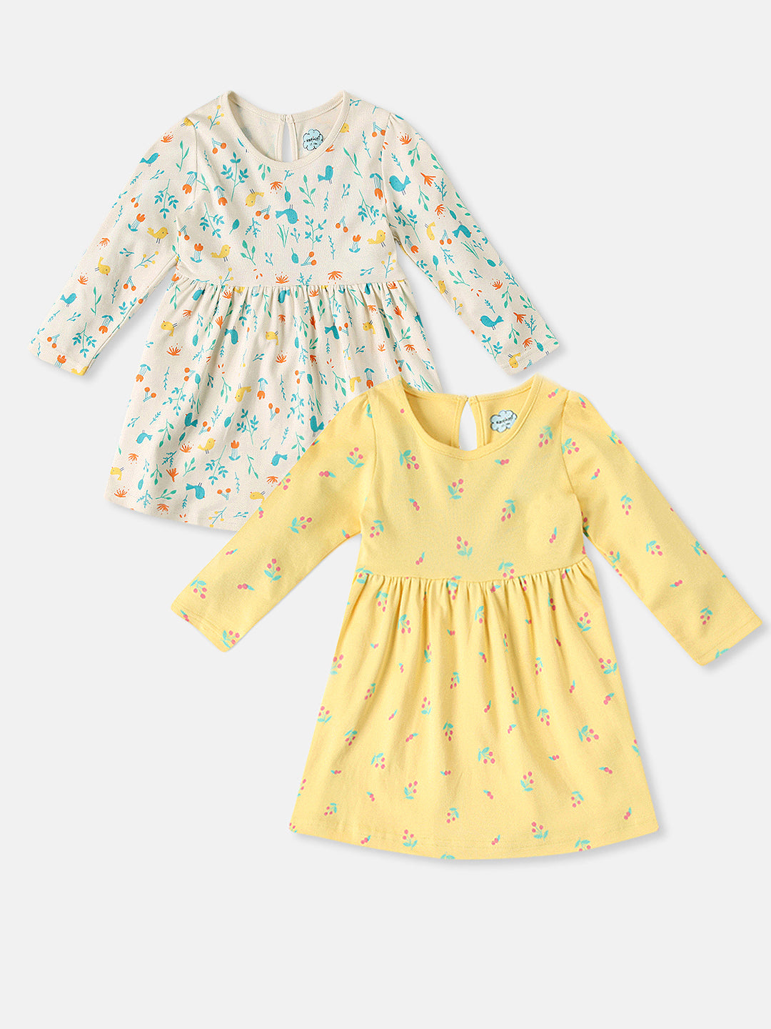 Nautinati Infants All Over Print Soft Cotton Pack of 2 Frocks