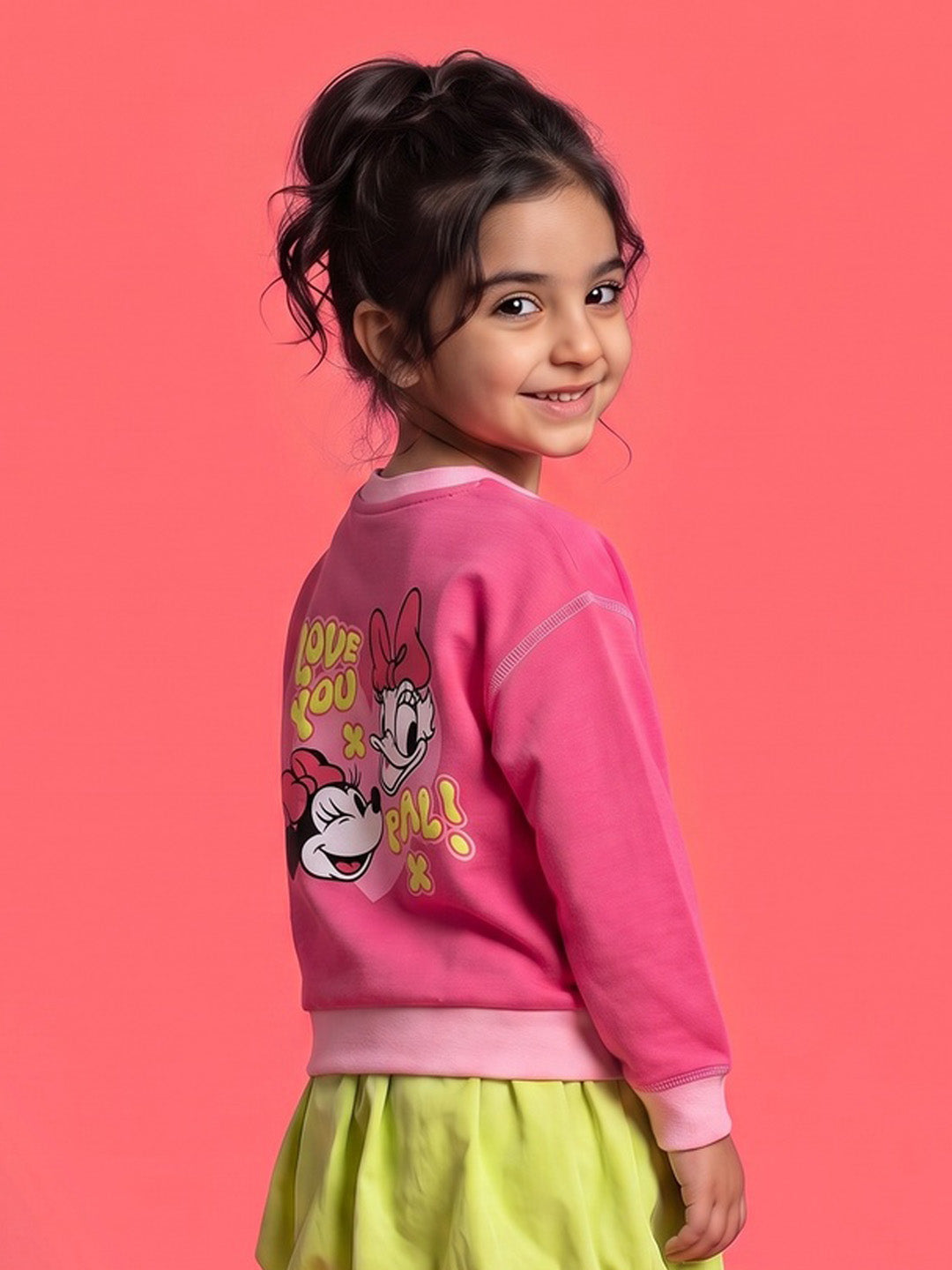 Nautinati Girls Disney Minnie and Daisy Oversized Sweatshirt with Front and Back Puff Print