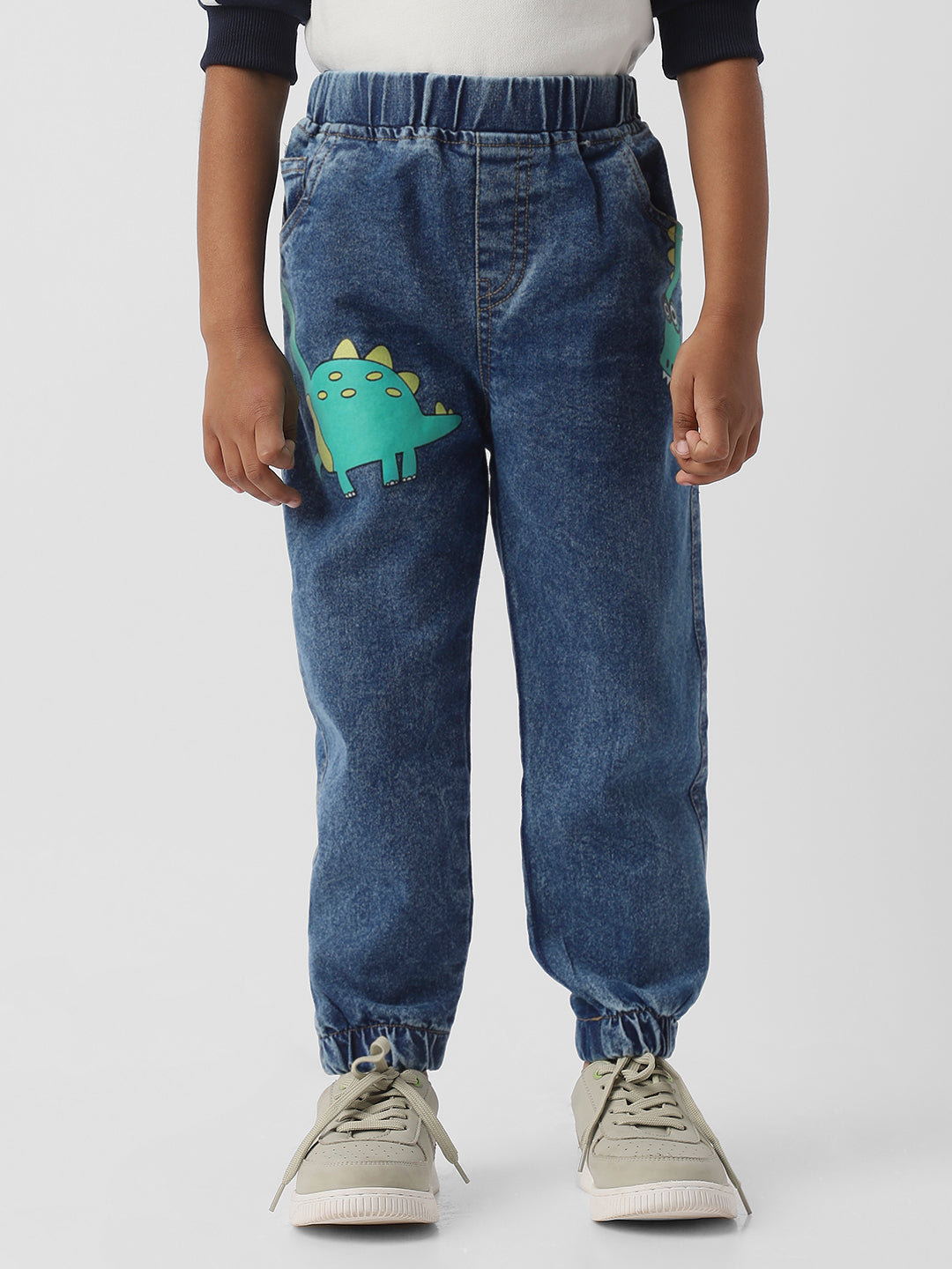 Nautinati Boys Dino Graphic Print Denim Jeans