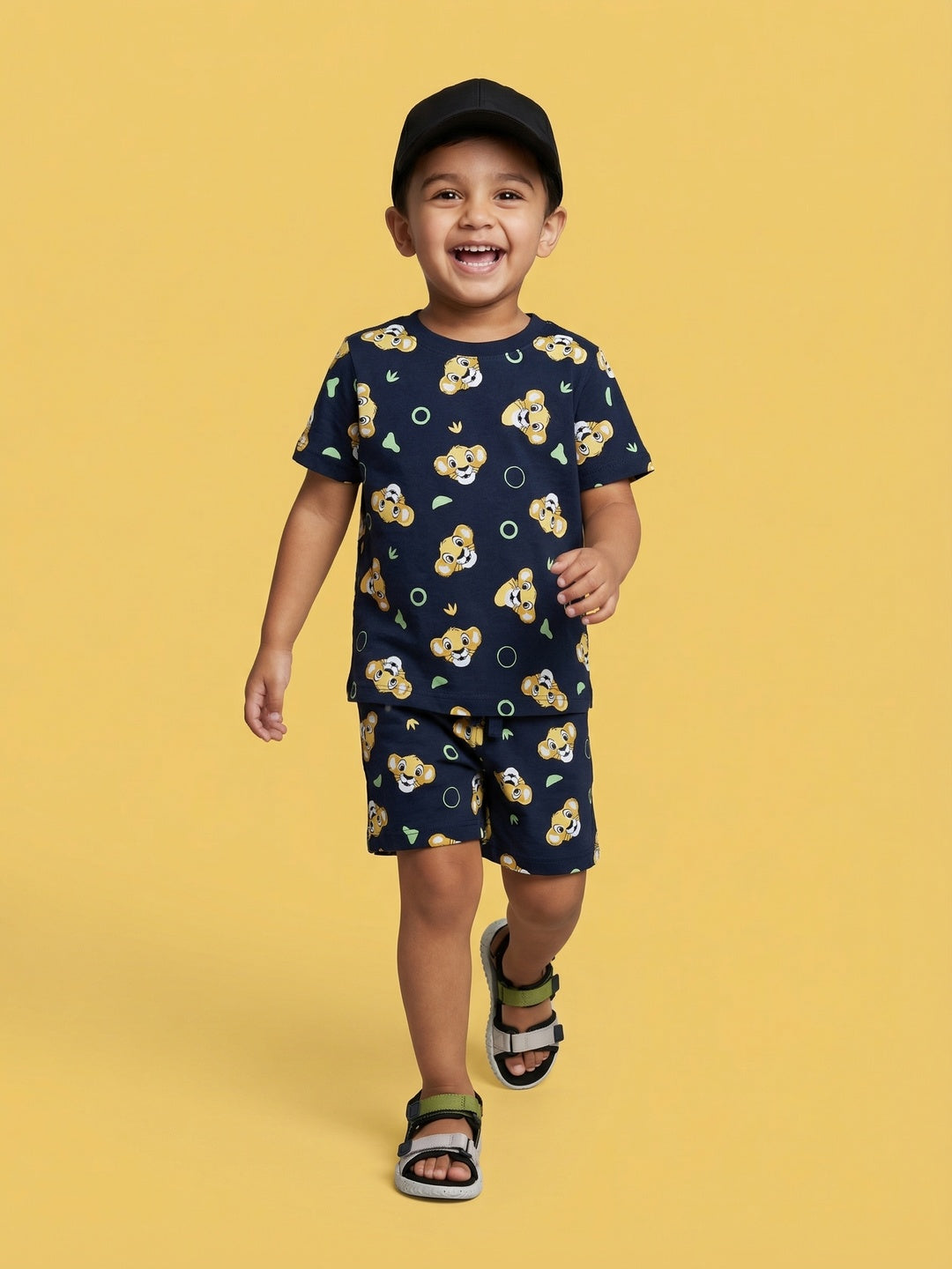 Nautinati Boys Lion King Simba Printed Regular Fit T-shirt and Shorts Co-ord Set