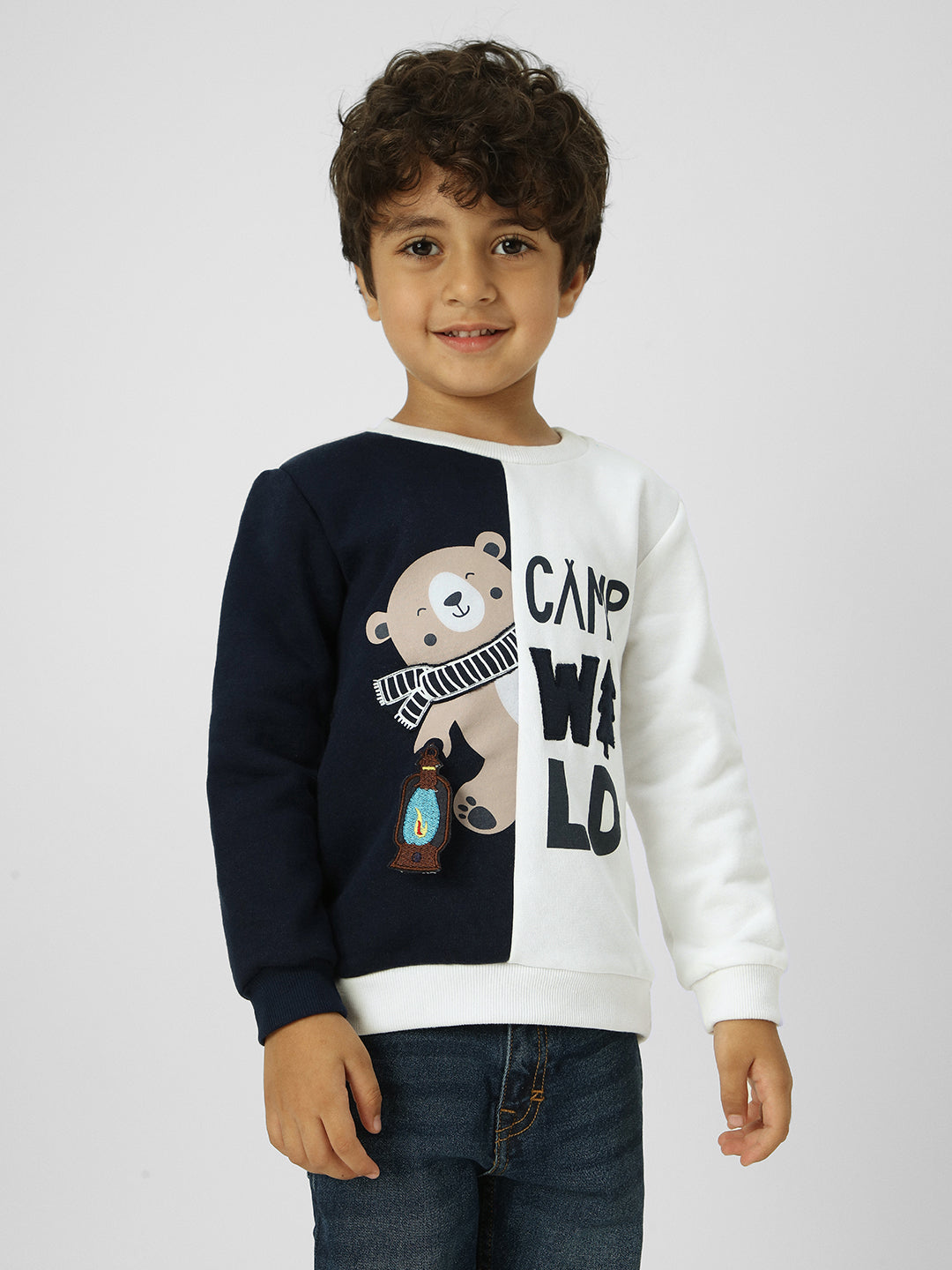 Boys Colourblocked Chest Print Sweatshirt