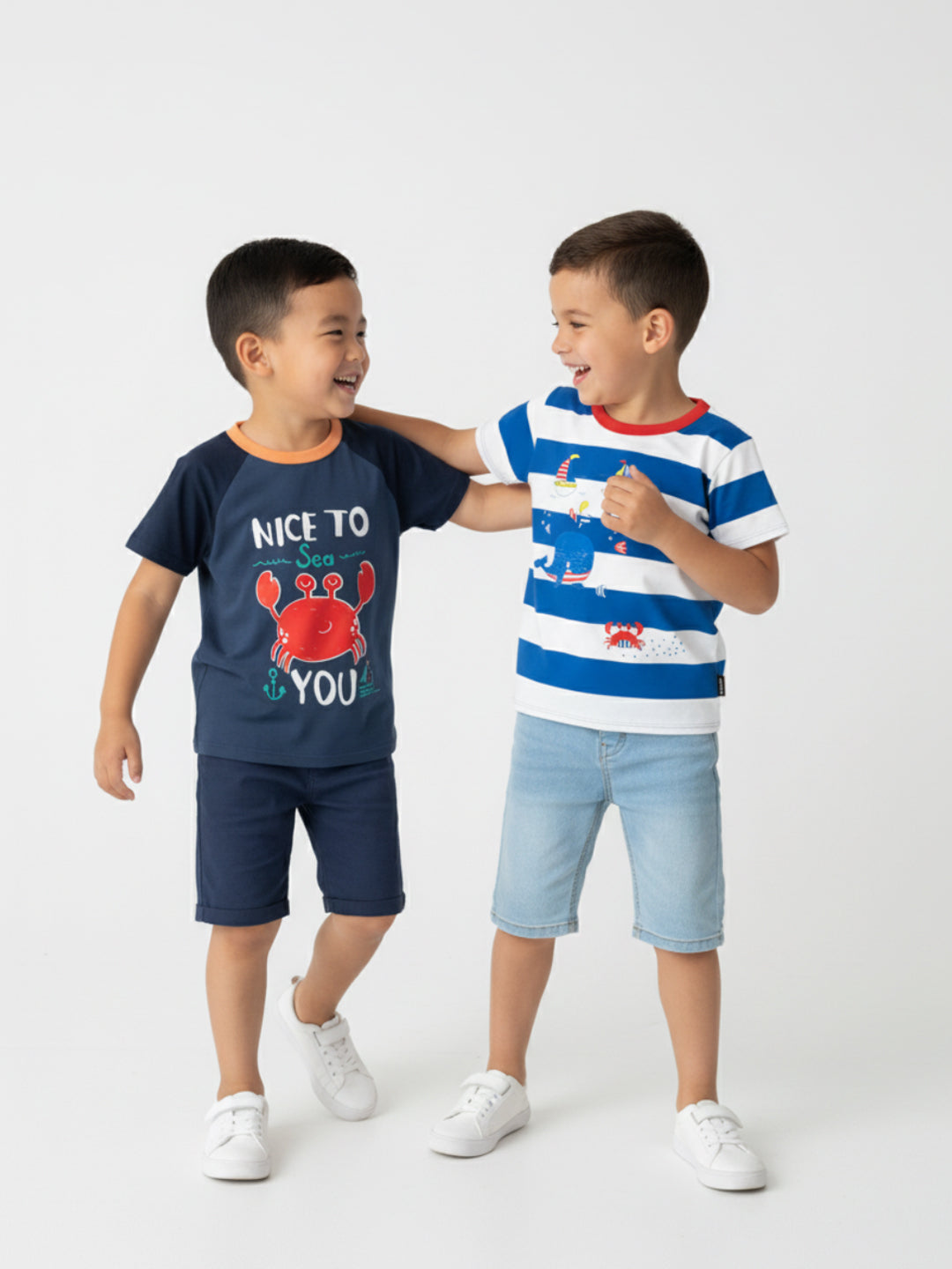 Boys White-NavyBlue Graphic Printed Half Sleeve Pack of 2 T-Shirt